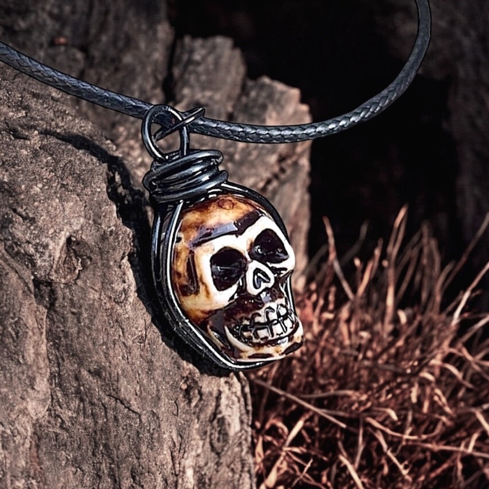 5 For $25💫Goth Gothic Wicked Biker Skull Pendant Necklace